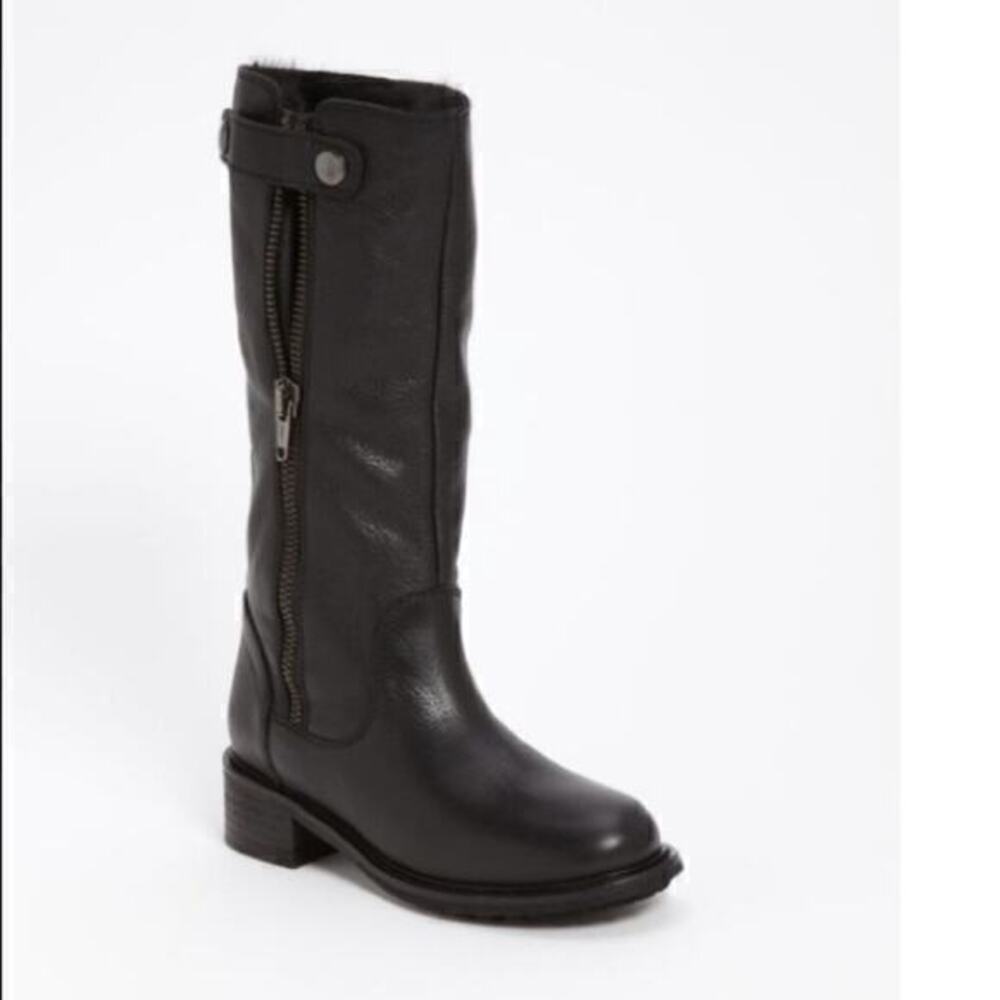 ▶️ Vince ◀️ Justine Rabbit fur leather Moto boots
